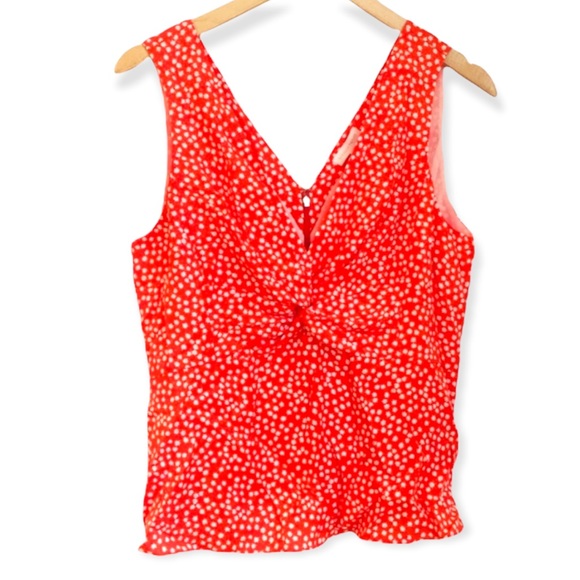 Rebecca Taylor Red Malia Floral V Neck Silk Tank Top LARGE